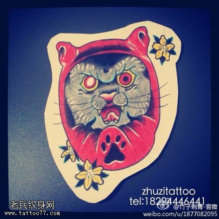 日本和风猫咪纹身图案