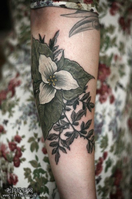 写实的植物花卉纹身图案