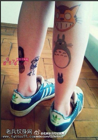 简单的卡通龙猫纹身图案