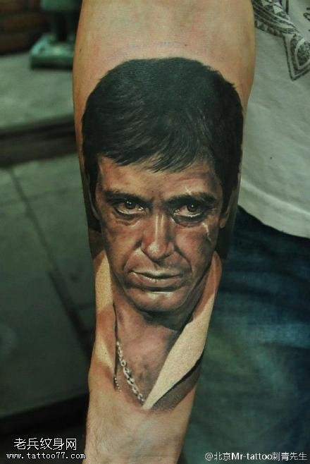 欧美风人物肖像纹身图案