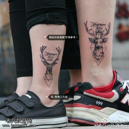 经典的灵鹿纹身图案