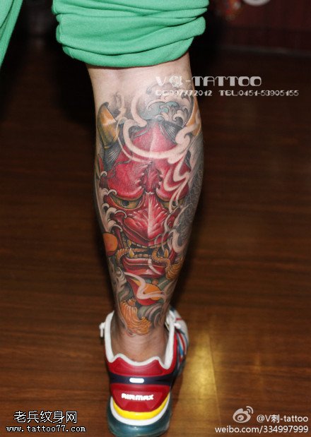 红脸凶狠般若纹身图案