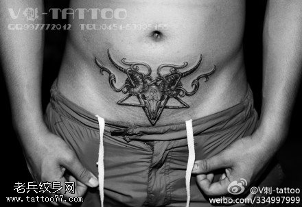 帅气霸道羚羊头纹身图案