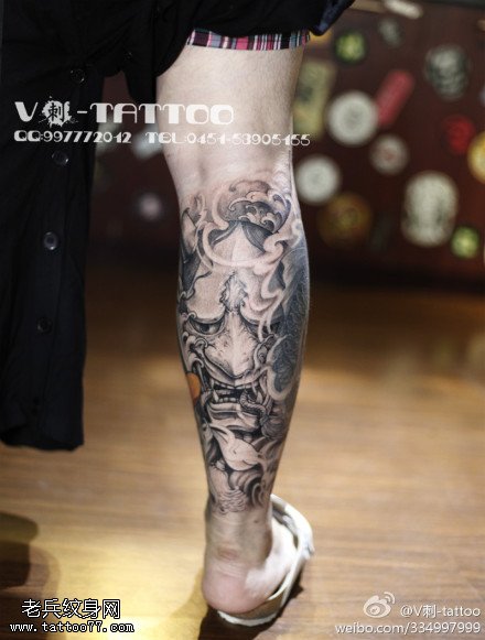 面部狰狞般若纹身图案