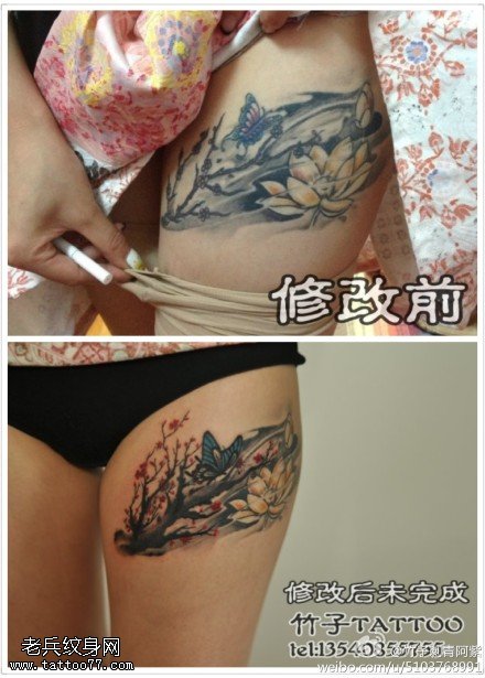 一月梅花玉兰花纹身图案