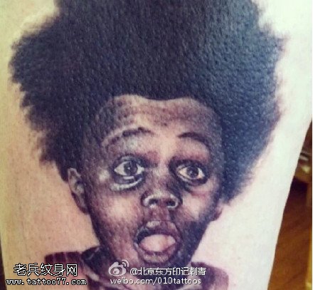 非洲时尚小男孩肖像纹身图案