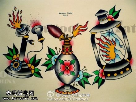 各种漂亮的蜡烛手稿纹身图案