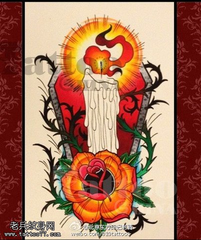 蜡烛犹残一村红手稿纹身图案