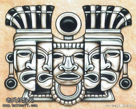 埃及威武的人头像手稿纹身图案