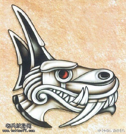 古代马的头像手稿纹身图案