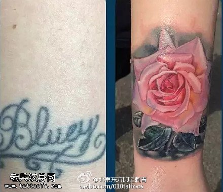遮盖旧纹身娇艳的玫瑰纹身图案