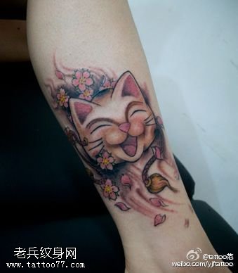 卡通的招财猫纹身图案