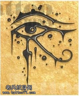 水墨风荷鲁斯之眼纹身图案