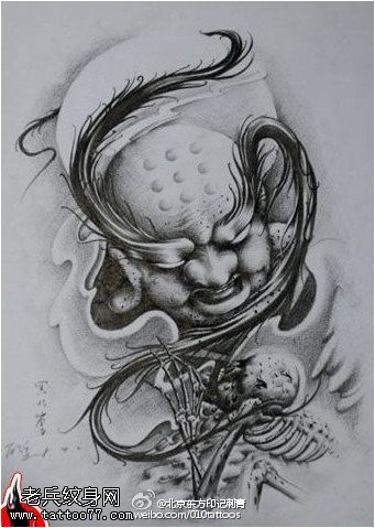 经典罗汉手稿纹身图案