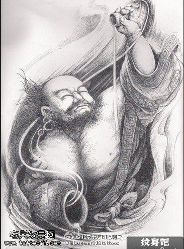 中国传统罗汉手稿纹身图案