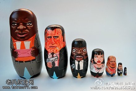 欧美风经典的套娃纹身图案