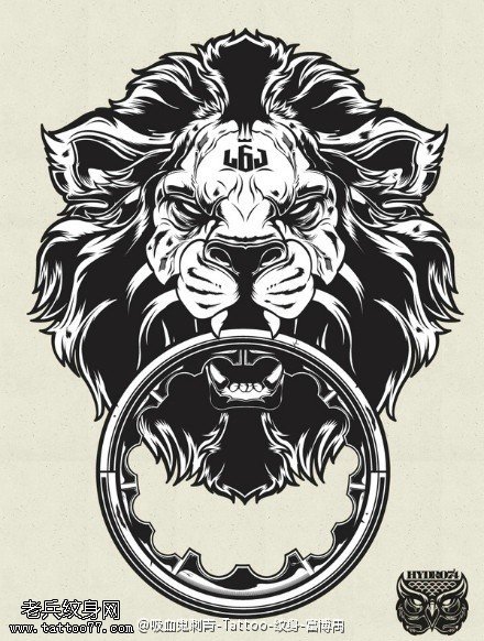 经典狮子头纹身图案