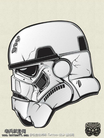 经典头盔手稿纹身图案