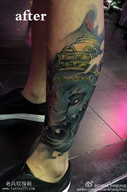 经典霸气的象神纹身图案