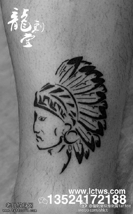 古代部落人头像纹身图案