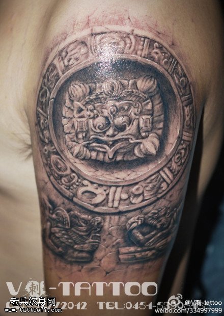 酷帅霸气石狮纹身图案