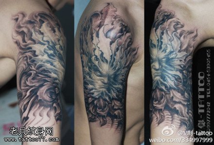 恐怖发怒怪物头纹身图案