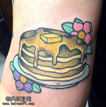 欧美风彩色的汉堡纹身图案