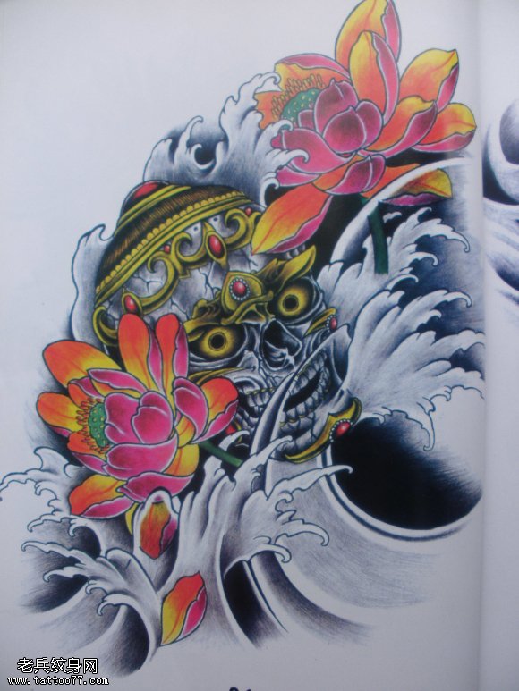 莲花嘎巴拉纹身图案