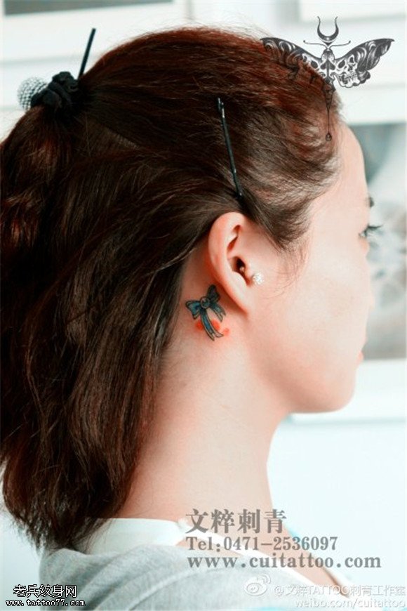 小清新蝴蝶结纹身图案