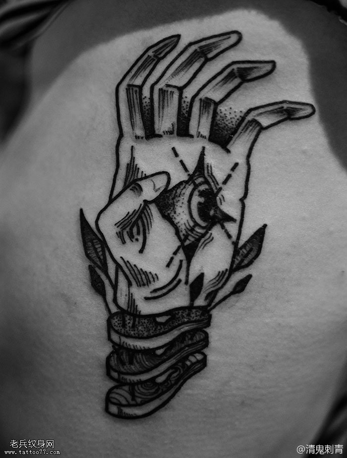 手掌全知之眼纹身图案