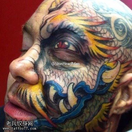 彩色鲜艳龙纹身图案