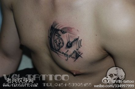 帅气酷炫钟表纹身图案