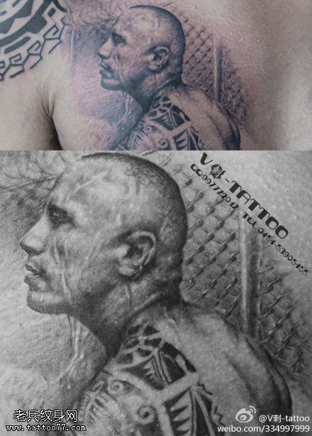 完美侧脸肖像纹身图案