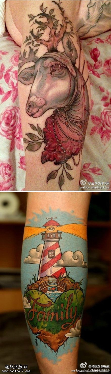 胳膊美丽插画小清新纹身图案