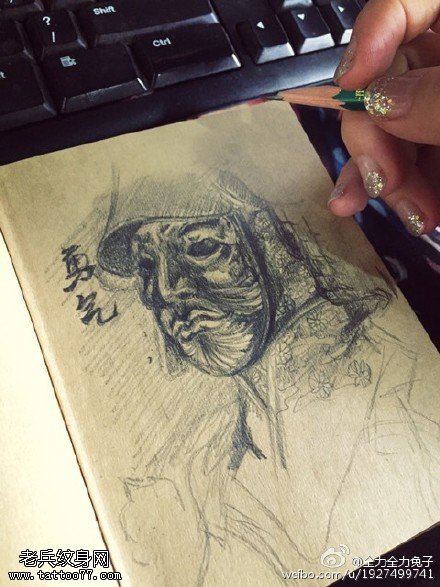 经典手绘勇气纹身图案