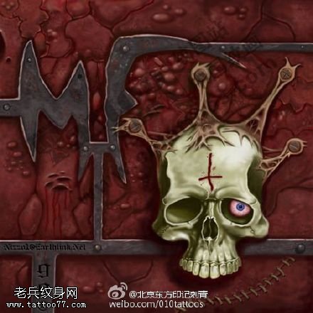 手稿惊悚的骷髅纹身图案