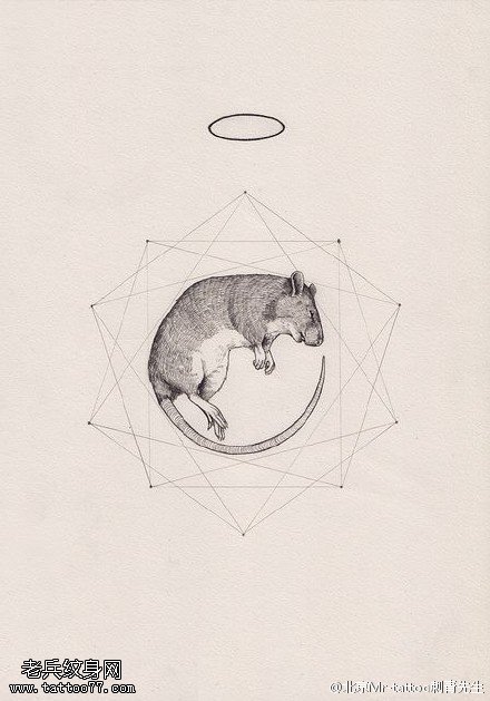 经典老鼠手稿纹身图案