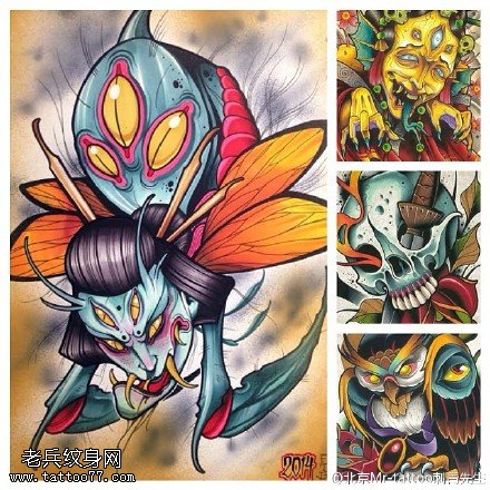 经典动画艺妓纹身图案