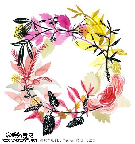 精美漂亮的花环纹身图案