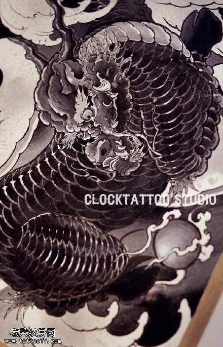 经典霸气的龙图腾手稿纹身图案