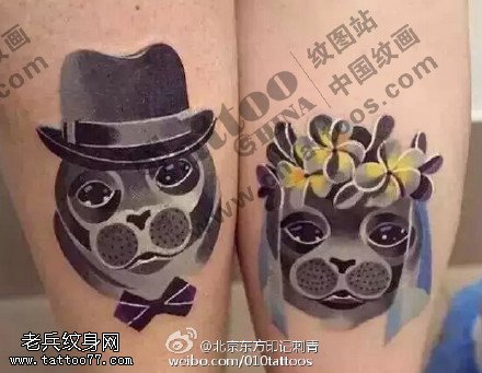 情侣的小狗狗纹身图案