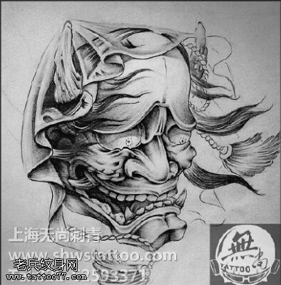 手绘般若纹身图案