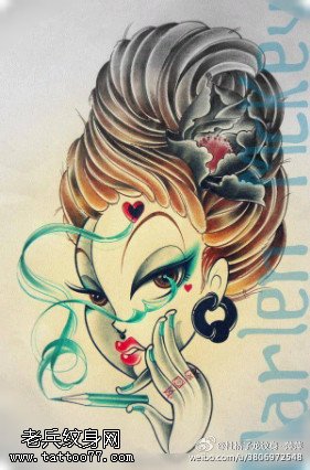 妩媚的艺妓纹身图案