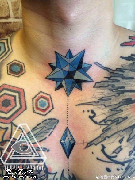 立体菱角宝石纹身图案