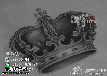 经典手绘皇冠纹身图案