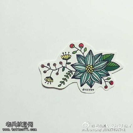 优雅的小花纹身图案