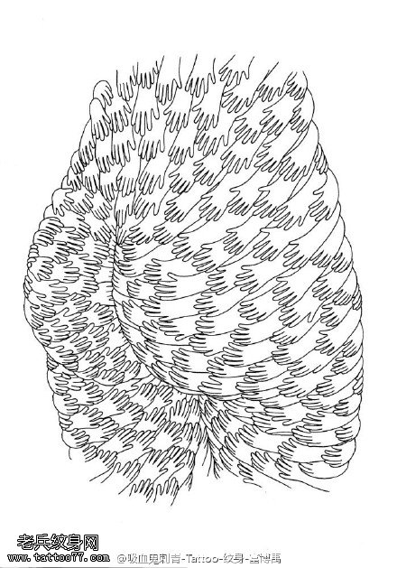 手稿线条美屁股纹身图案