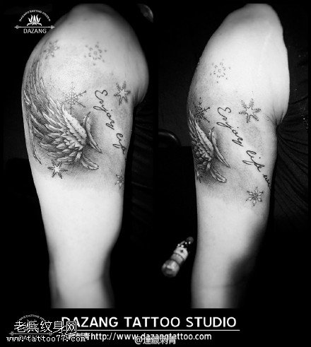 肩膀美丽的翅膀纹身图案