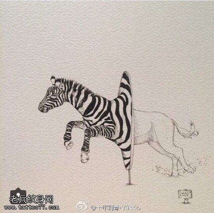 抽象的斑马纹身图案