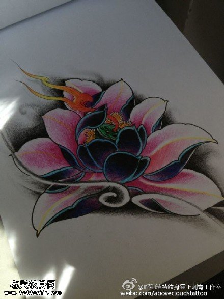 经典手稿莲花纹身图案